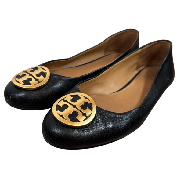 Tory Burch Reva Black Ballet Flats - Picture 2 of 7